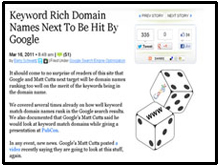 Keyword rich domain-Google's next priority